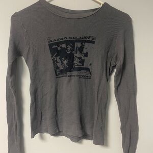 BRANDY MELVILLE John Galt Women's Radio Silence Long Sleeve waffle shirt